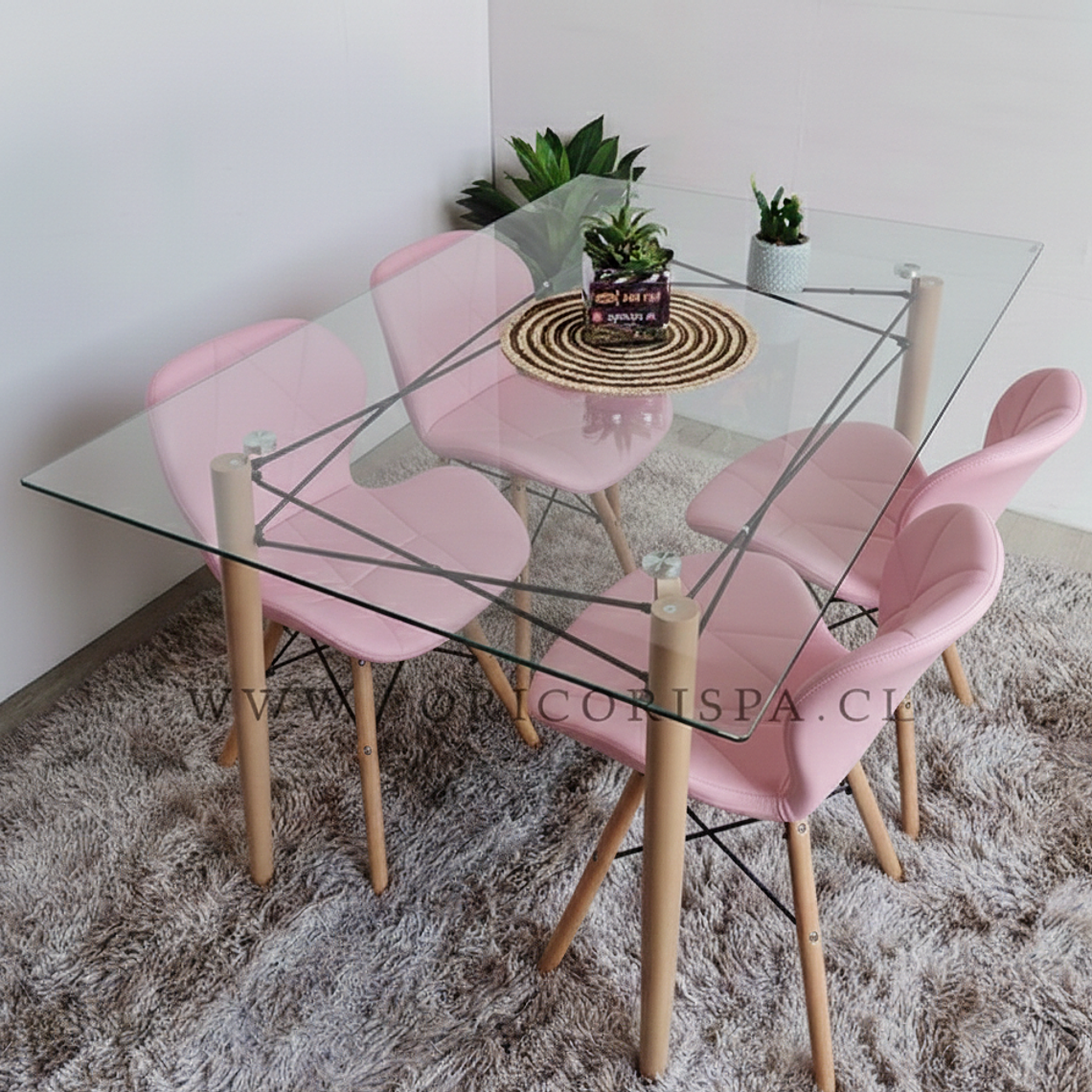 Mesa Crox 140 x 80 + 4 Silla Eames Mariposa Ecocuero 10