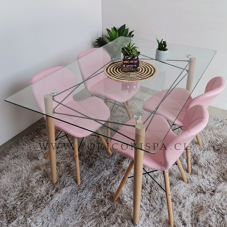 Mesa Crox 140 x 80 + 4 Silla Eames Mariposa Ecocuero 10