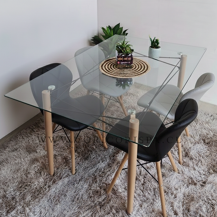 Mesa Crox 140 x 80 + 4 Silla Eames Mariposa Ecocuero 11