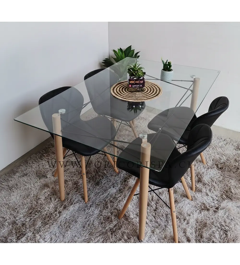 Mesa Crox 140 x 80 + 4 Silla Eames Mariposa Ecocuero