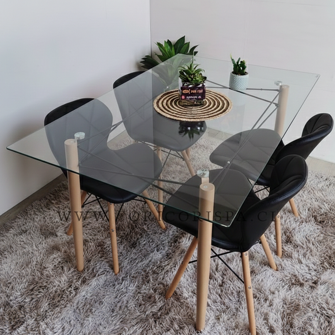 Mesa Crox 140 x 80 + 4 Silla Eames Mariposa Ecocuero 13