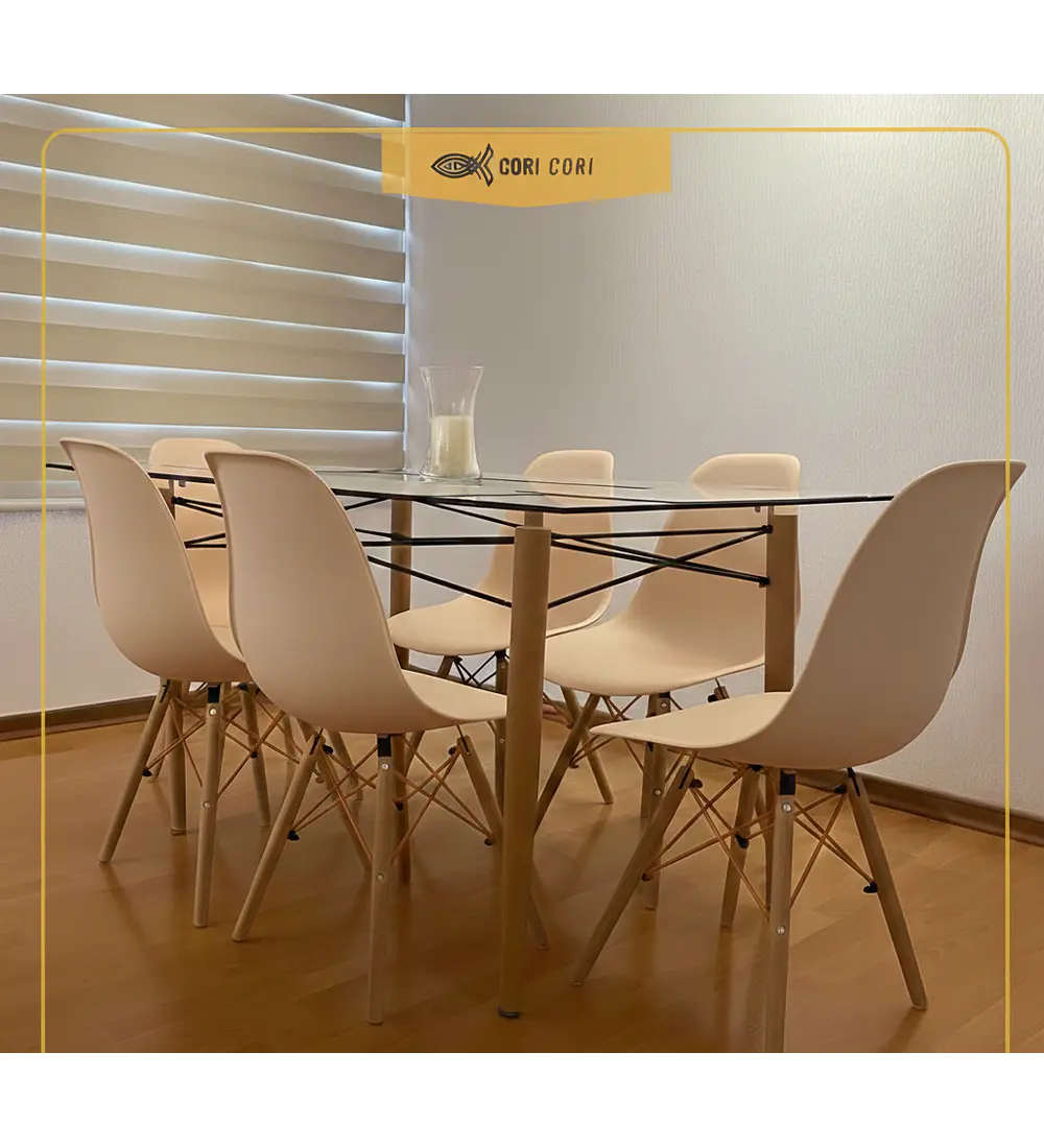 Mesa Crox 140x80cms + 6 Sillas Eames