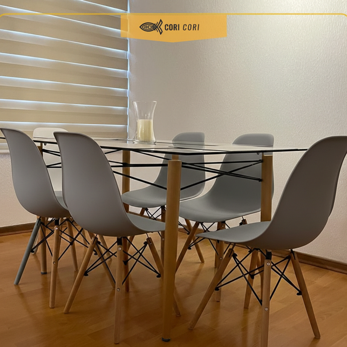 Mesa Crox 140x80cms + 6 Sillas Eames 8