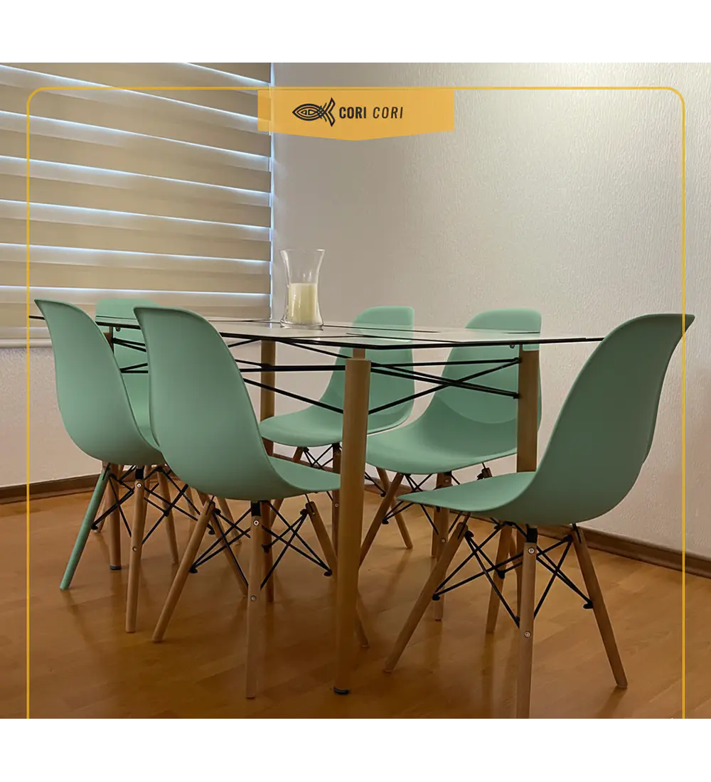 Mesa Crox 140x80cms + 6 Sillas Eames