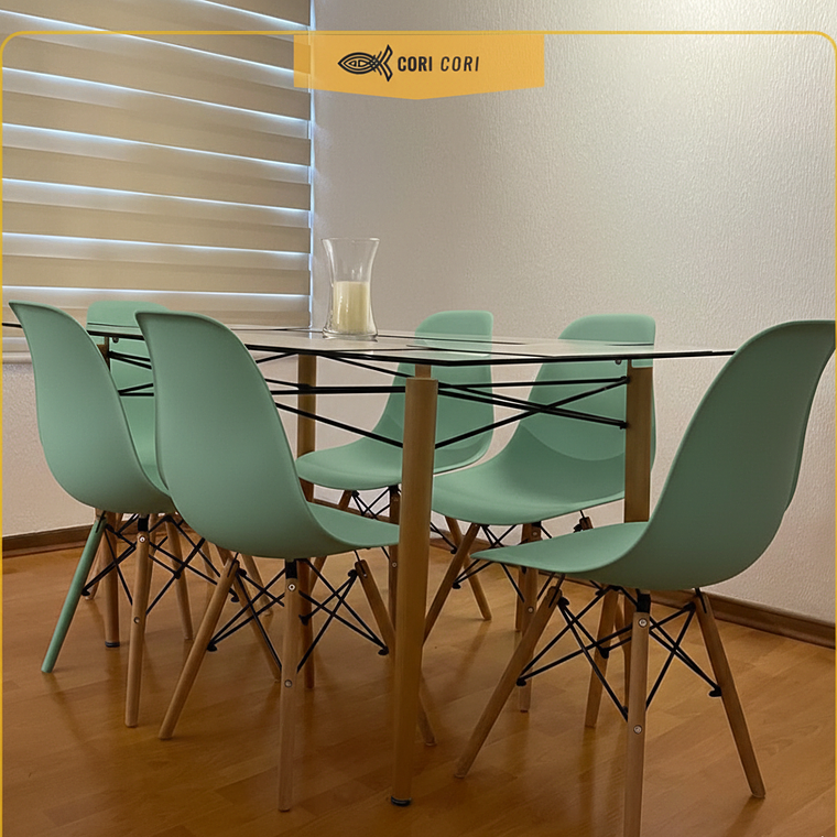 Mesa Crox 140x80cms + 6 Sillas Eames 9