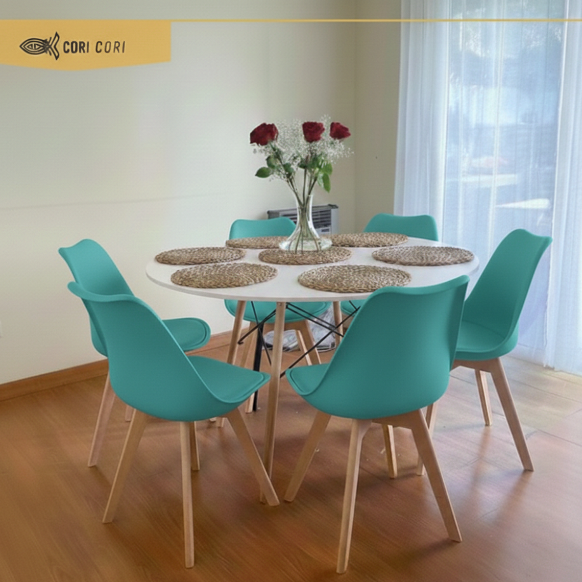 Comedor Mesa Blanca 120cms + 6 Sillas Tulip 4