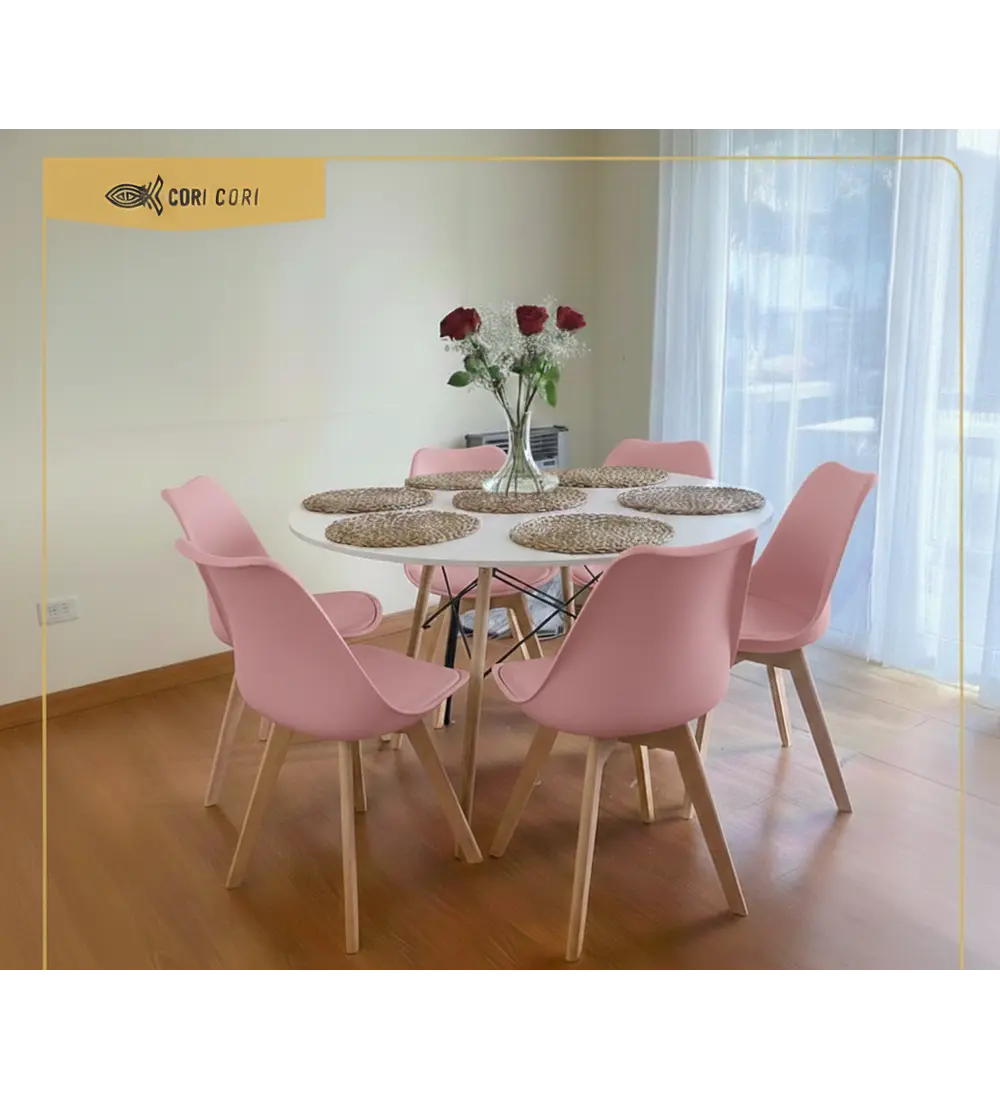 Comedor Mesa Blanca 120cms + 6 Sillas Tulip