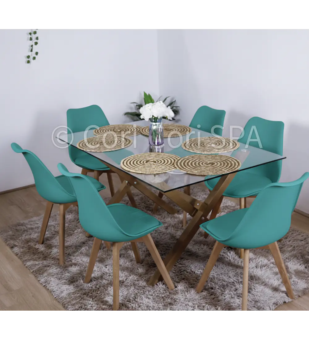 Comedor Medlock 140 x 90cm + 6 Sillas Tulip 