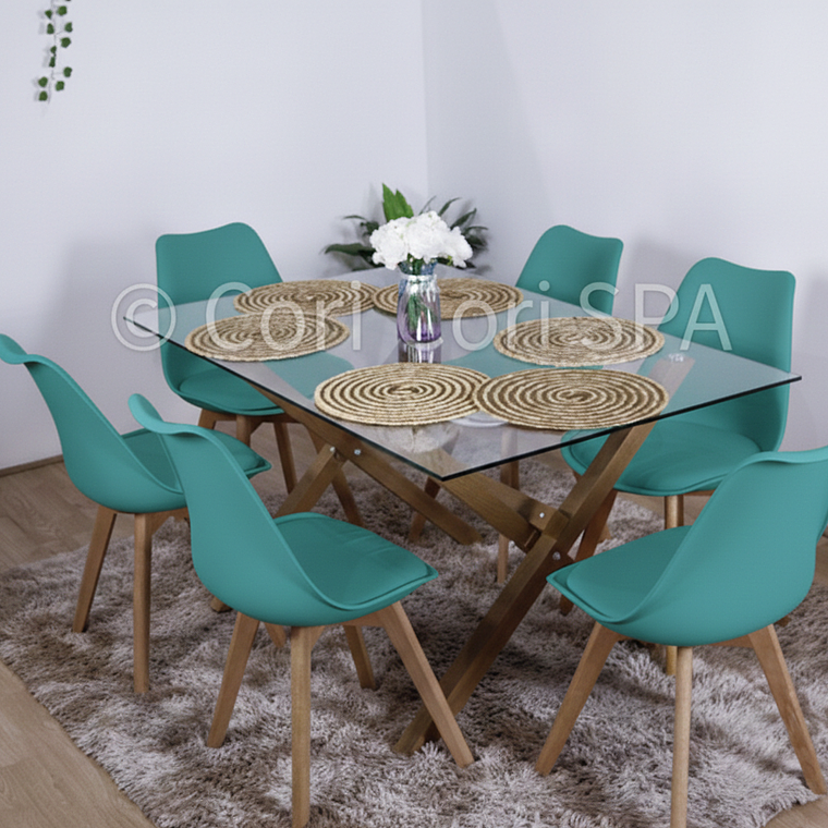 Comedor Medlock 140 x 90cm + 6 Sillas Tulip  12