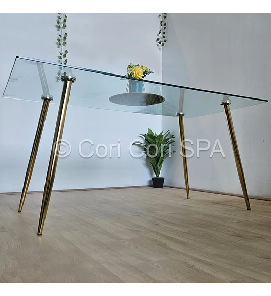 2da Seleccion.- Mesa de Vidrio Rubi Gold 130x80cm