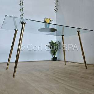 2da Seleccion.- Mesa de Vidrio Rubi Gold 130x80cm