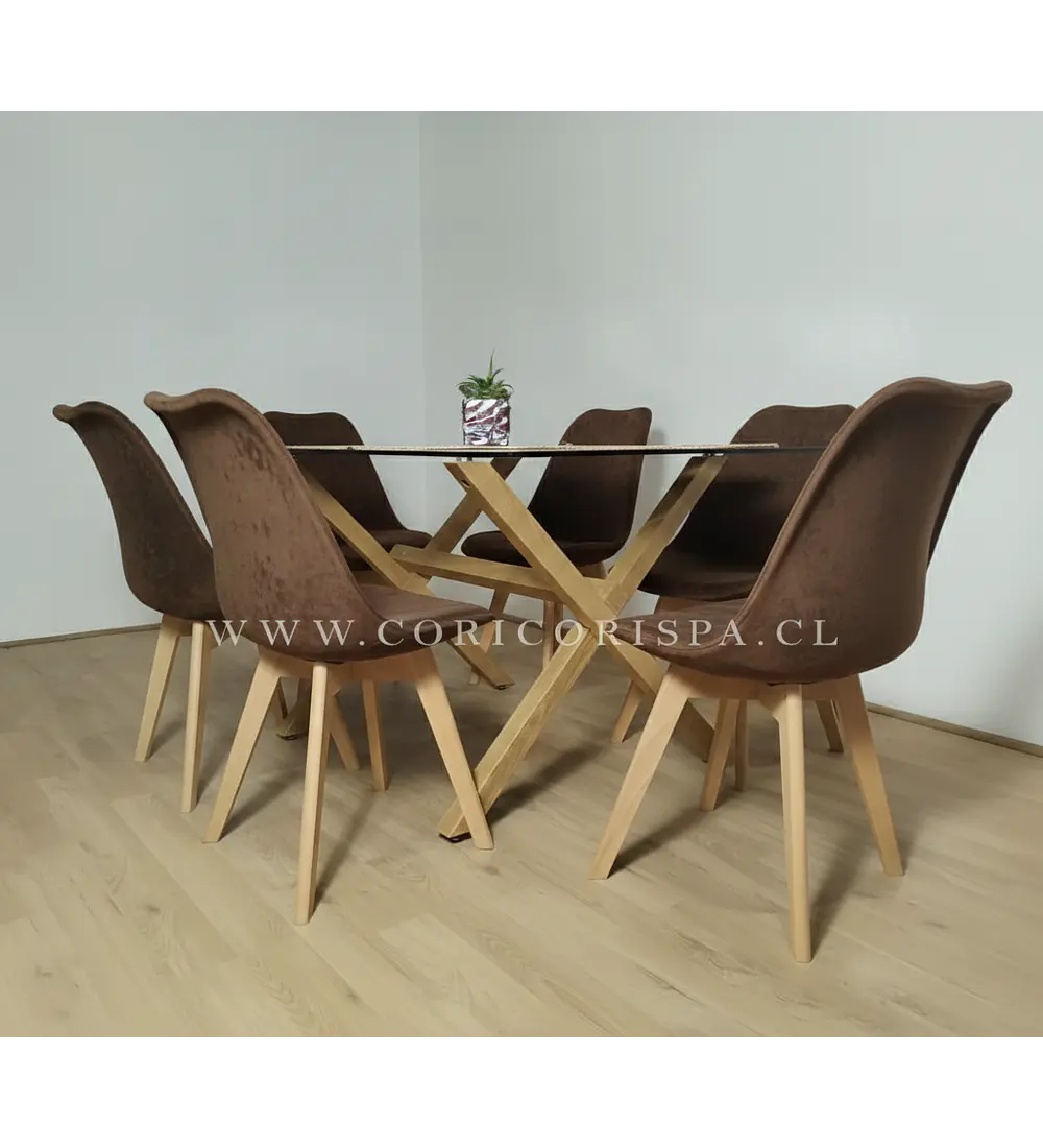 Comedor Medlock 140 X 90 cms + 6 Sillas Tulip Velvet 