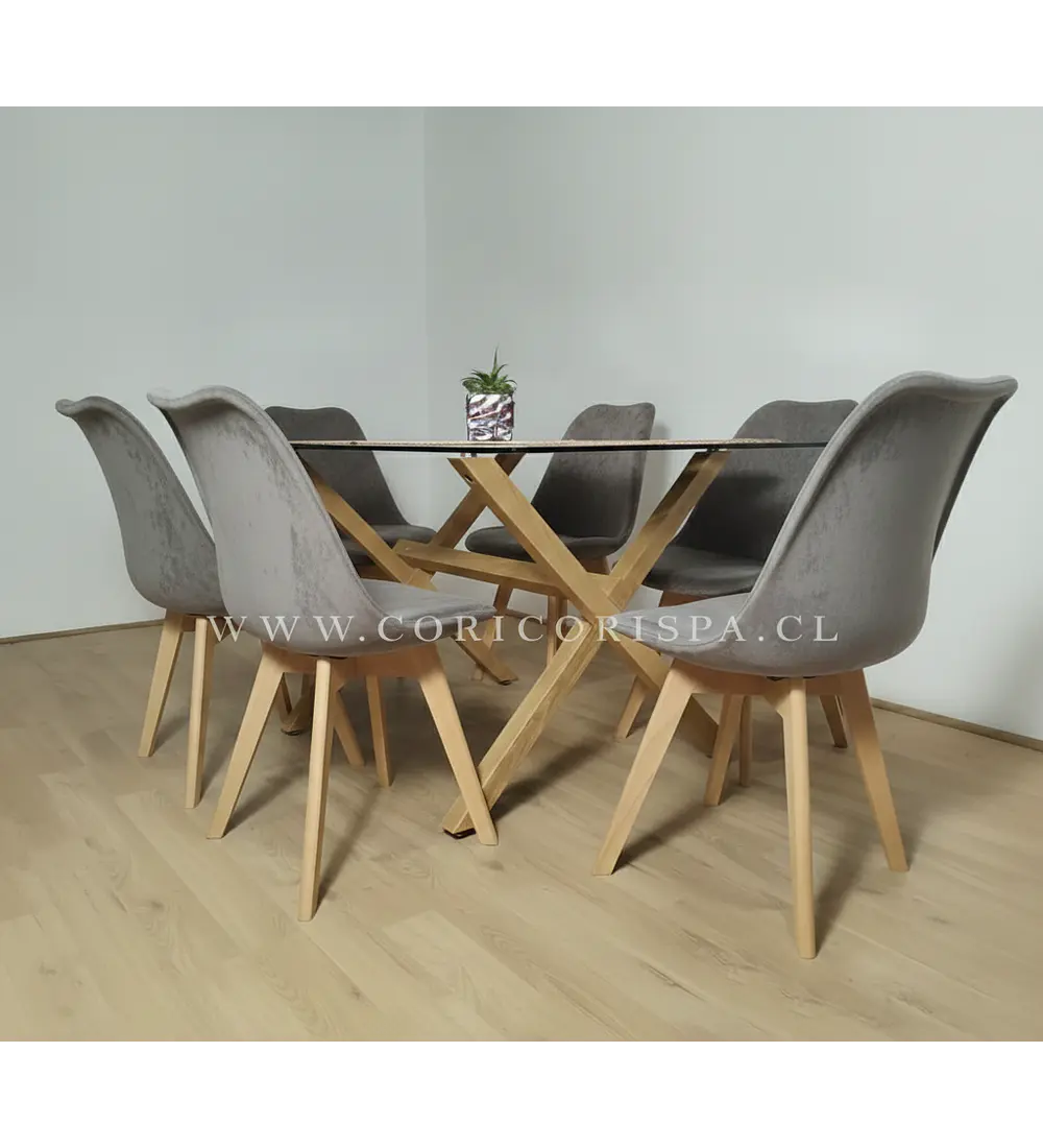 Comedor Medlock 140 X 90 cms + 6 Sillas Tulip Velvet 