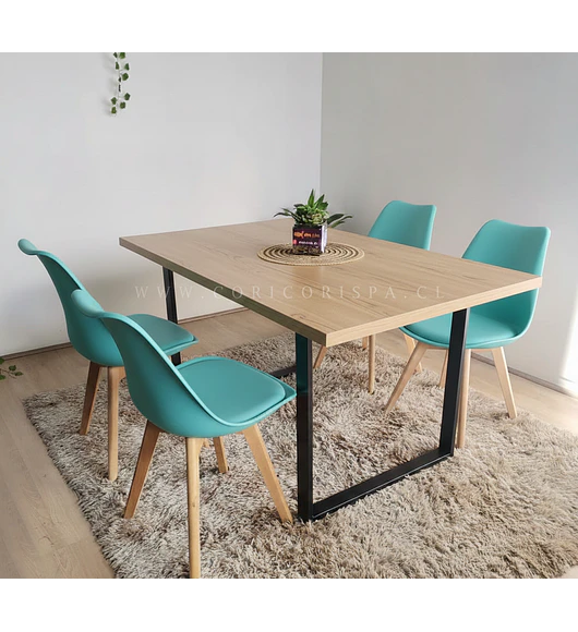 Comedor Industrial 140x90cms Light + 4 Sillas Tulip
