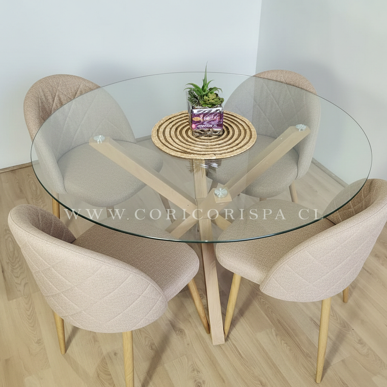 Comedor Warwick 100cms + 4 Sillas Bread Lino 8