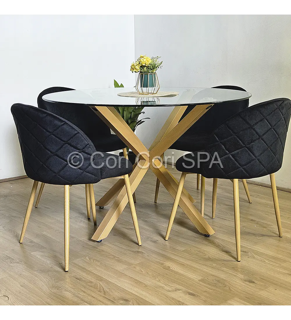 Comedor Mesa Warwick 100cm + 4 Sillas Bread Wood - COPIAR