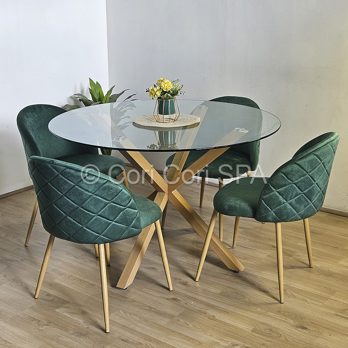 Comedor Mesa Warwick 100cm + 4 Sillas Bread Wood - COPIAR 6