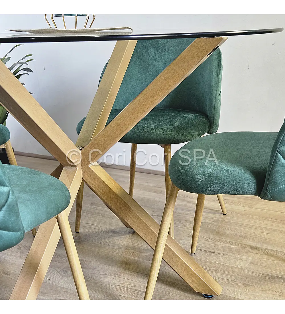 Comedor Mesa Warwick 100cm + 4 Sillas Bread Wood - COPIAR