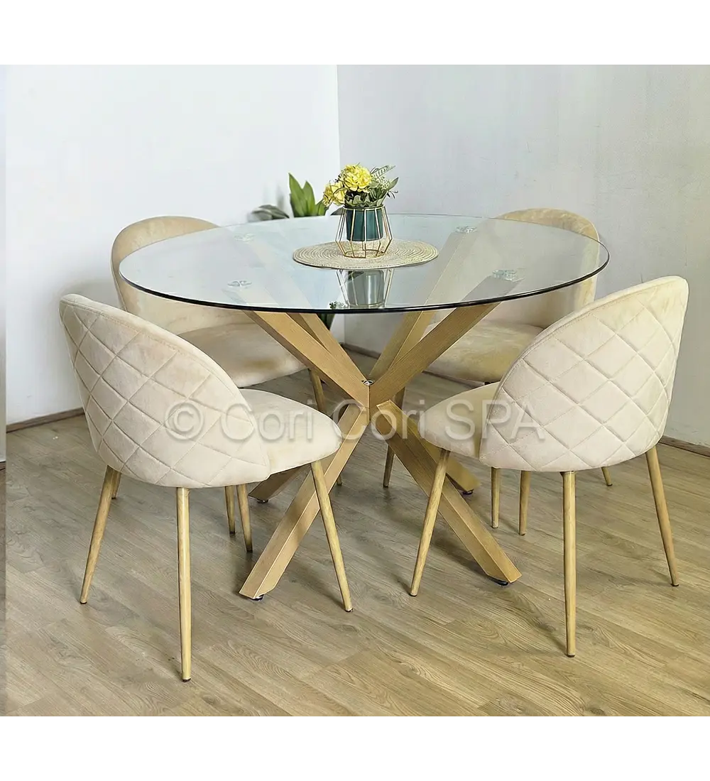 Comedor Mesa Warwick 100cm + 4 Sillas Bread Wood - COPIAR