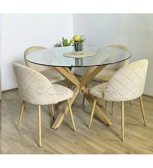 Comedor Mesa Warwick 100cm + 4 Sillas Bread Wood - COPIAR