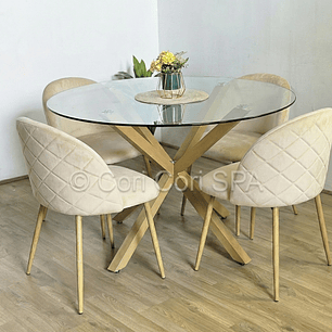Comedor Mesa Warwick 100cm + 4 Sillas Bread Wood - COPIAR