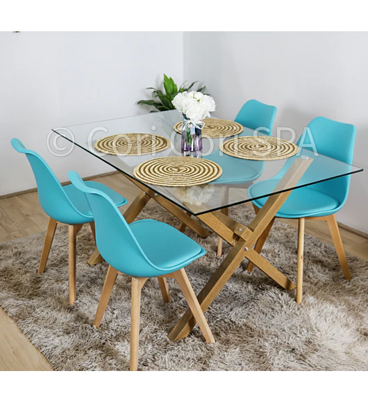 Comedor Medlock 140 x 90cm + 4 Sillas Tulip   