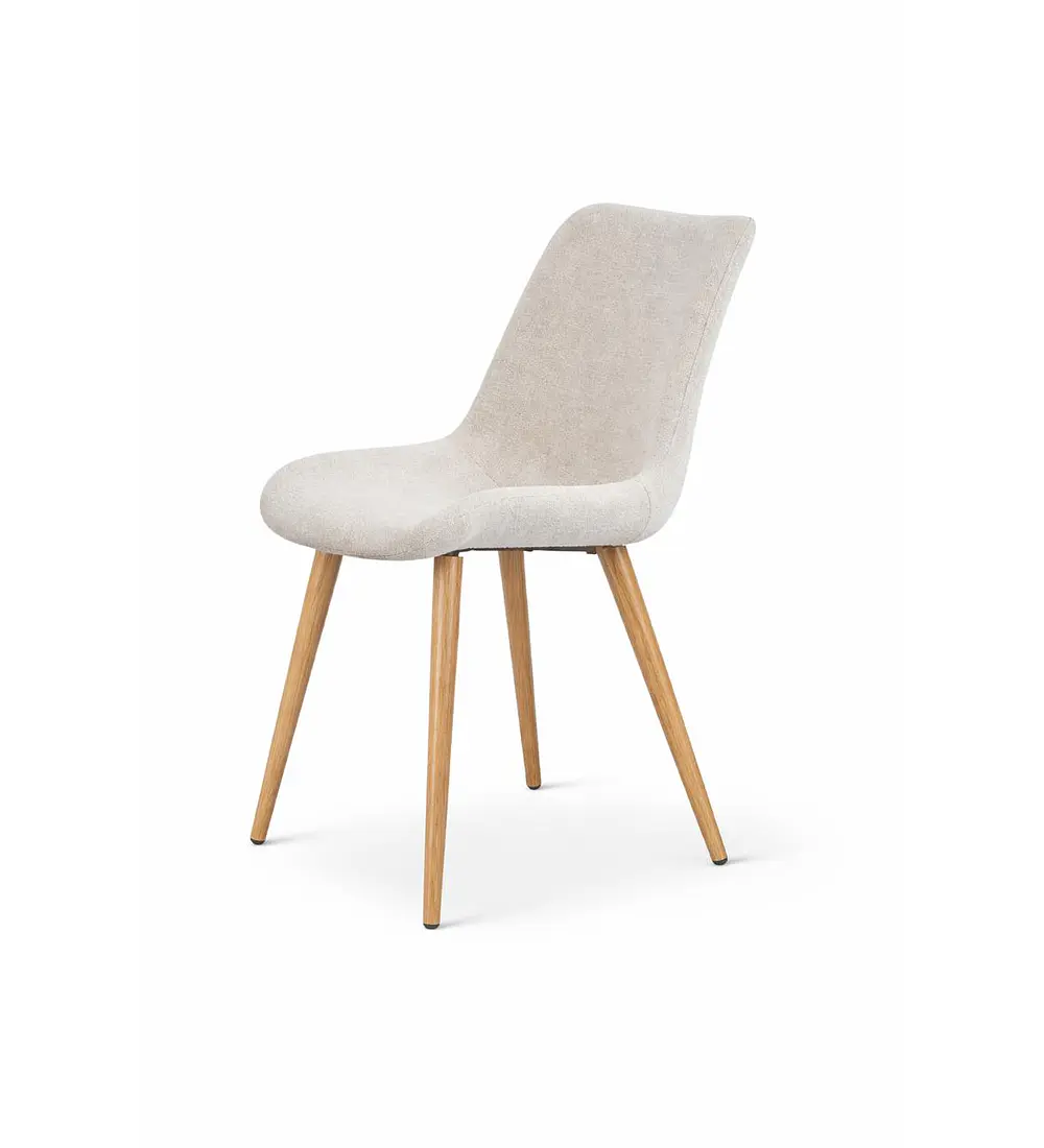 Silla Aura Wood Tapizada en Lino