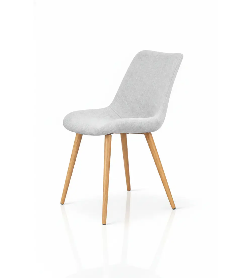 Silla Aura Wood Tapizada en Lino