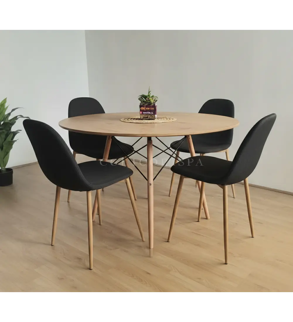Comedor Mesa Wood 100cm +  4 Sillas Scoop 