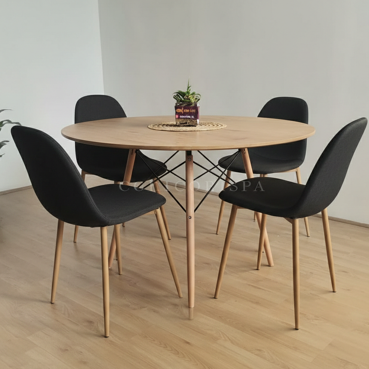 Comedor Mesa Wood 100cm +  4 Sillas Scoop  8