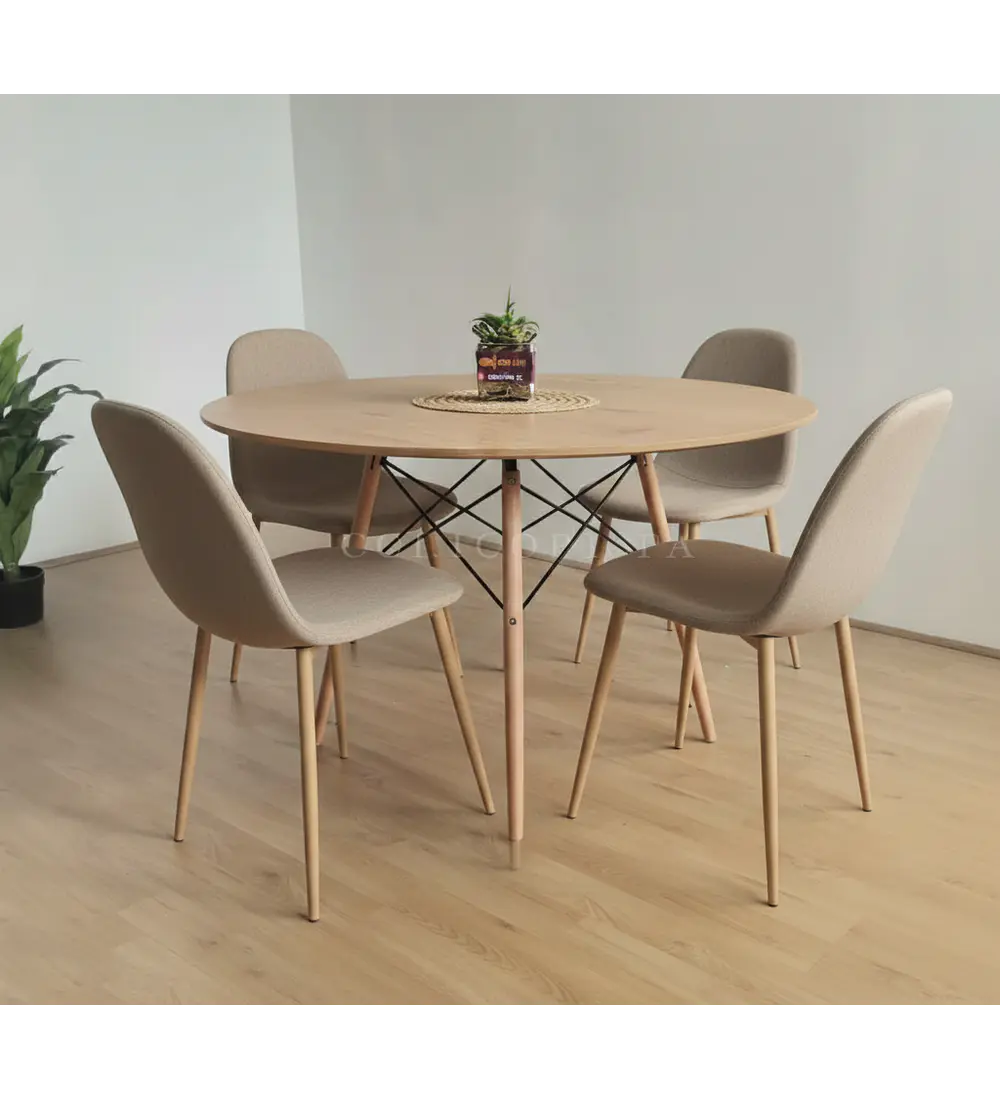 Comedor Mesa Wood 100cm +  4 Sillas Scoop 