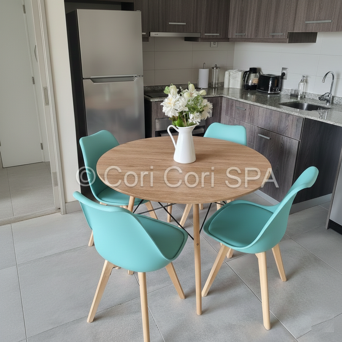 Comedor Mesa Wood 100cm + 4 Sillas Tulip   7