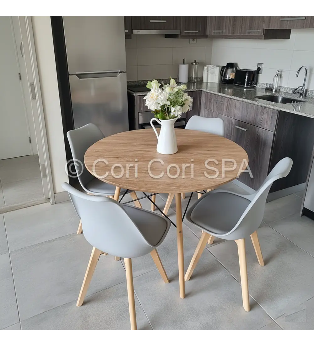 Comedor Mesa Wood 100cm + 4 Sillas Tulip  