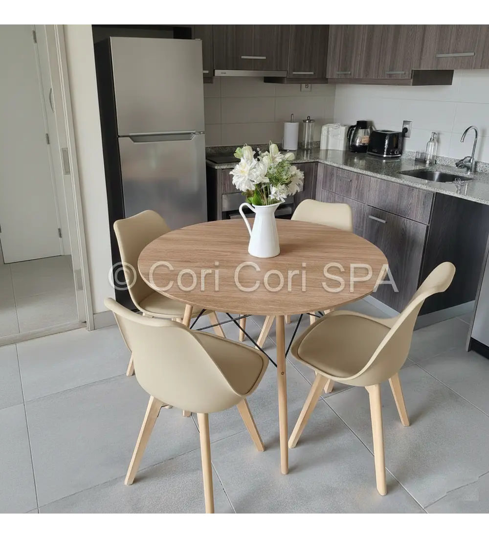 Comedor Mesa Wood 100cm + 4 Sillas Tulip  
