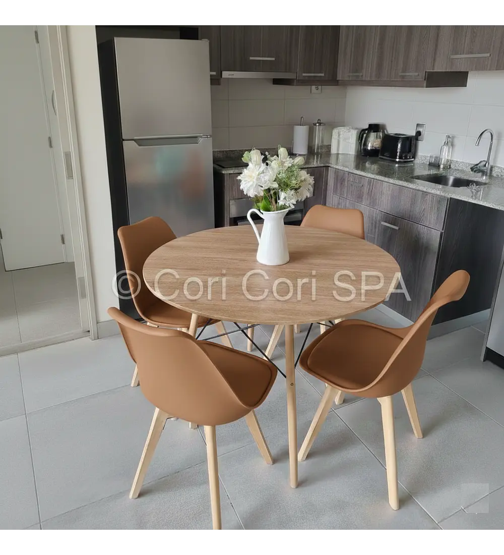Comedor Mesa Wood 100cm + 4 Sillas Tulip  