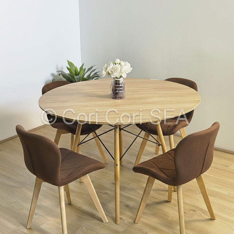 Comedor Mesa Wood 100cm + 4 Sillas Mariposa Velvet 11