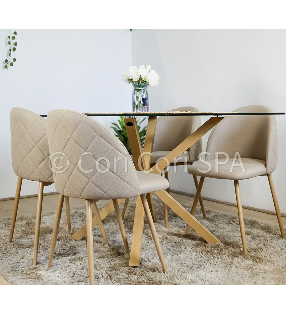 Comedor Madrid 140x80cms + 4 Sillas Bread Lino Wood