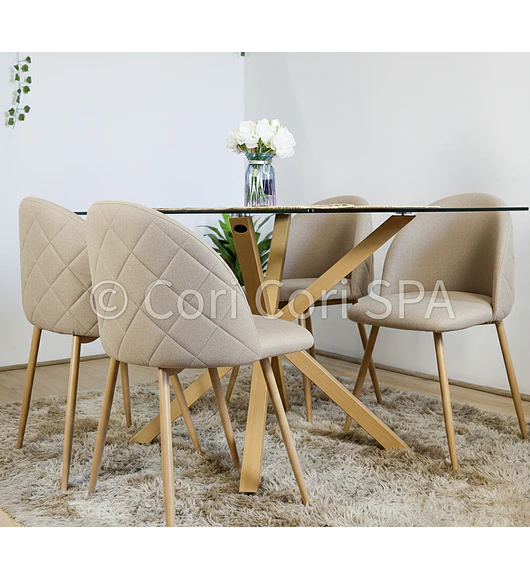 Comedor Madrid 140x80cms + 4 Sillas Bread Lino Wood