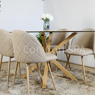 Comedor Madrid 140x80cms + 4 Sillas Bread Lino Wood