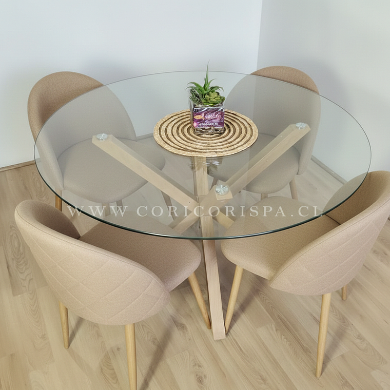 Comedor Warwick 120cms + 4 Sillas Bread Lino 9