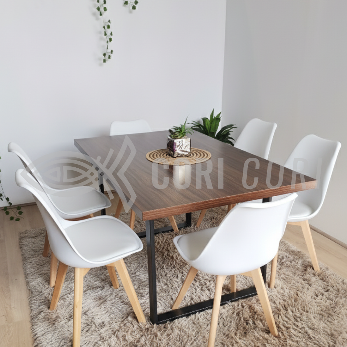 Comedor Industrial 140x90 cms Oscura + 6 Sillas Tulip  6