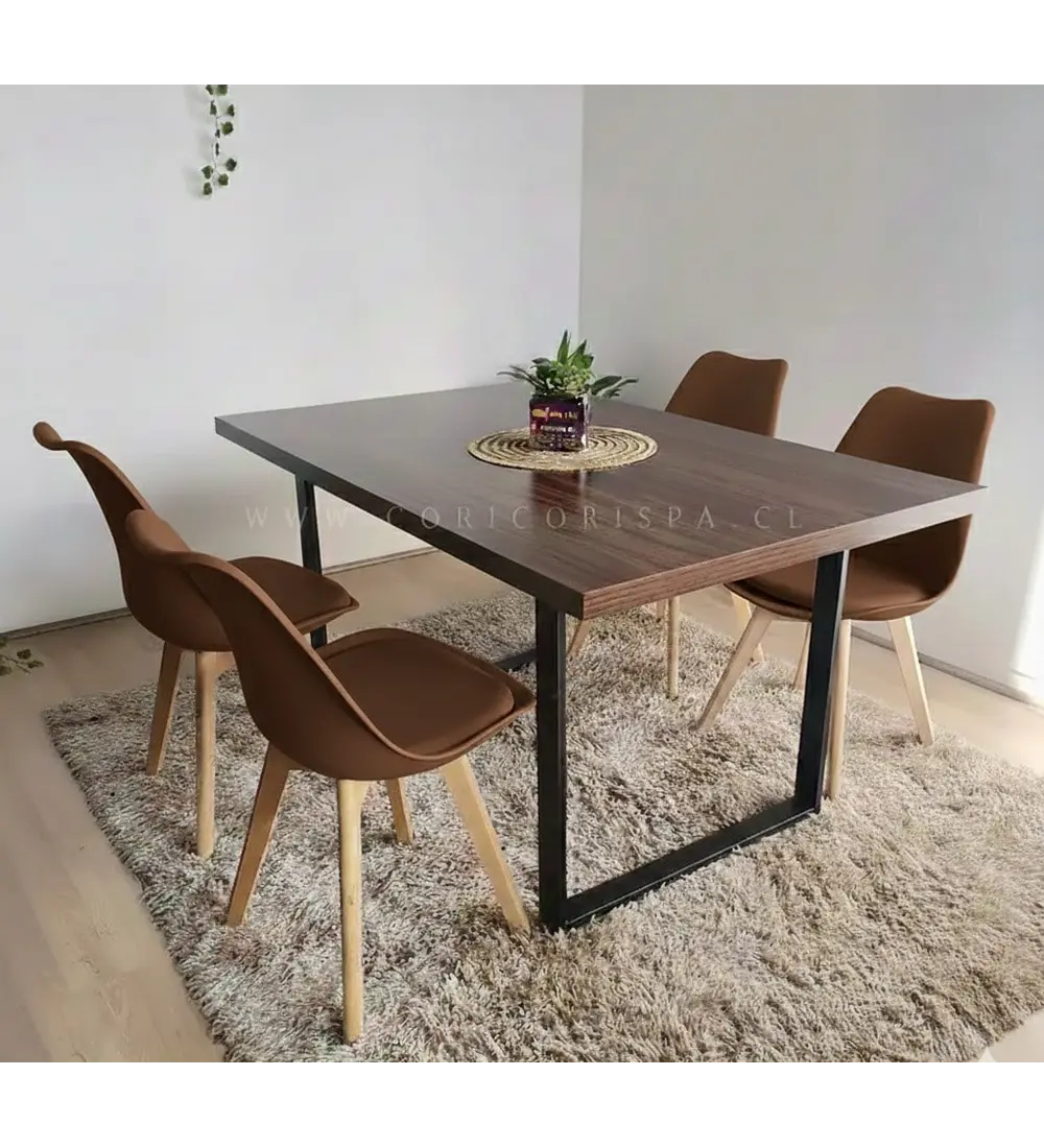 Comedor Industrial 160x90cms Oscura + 4 Sillas Tulip 