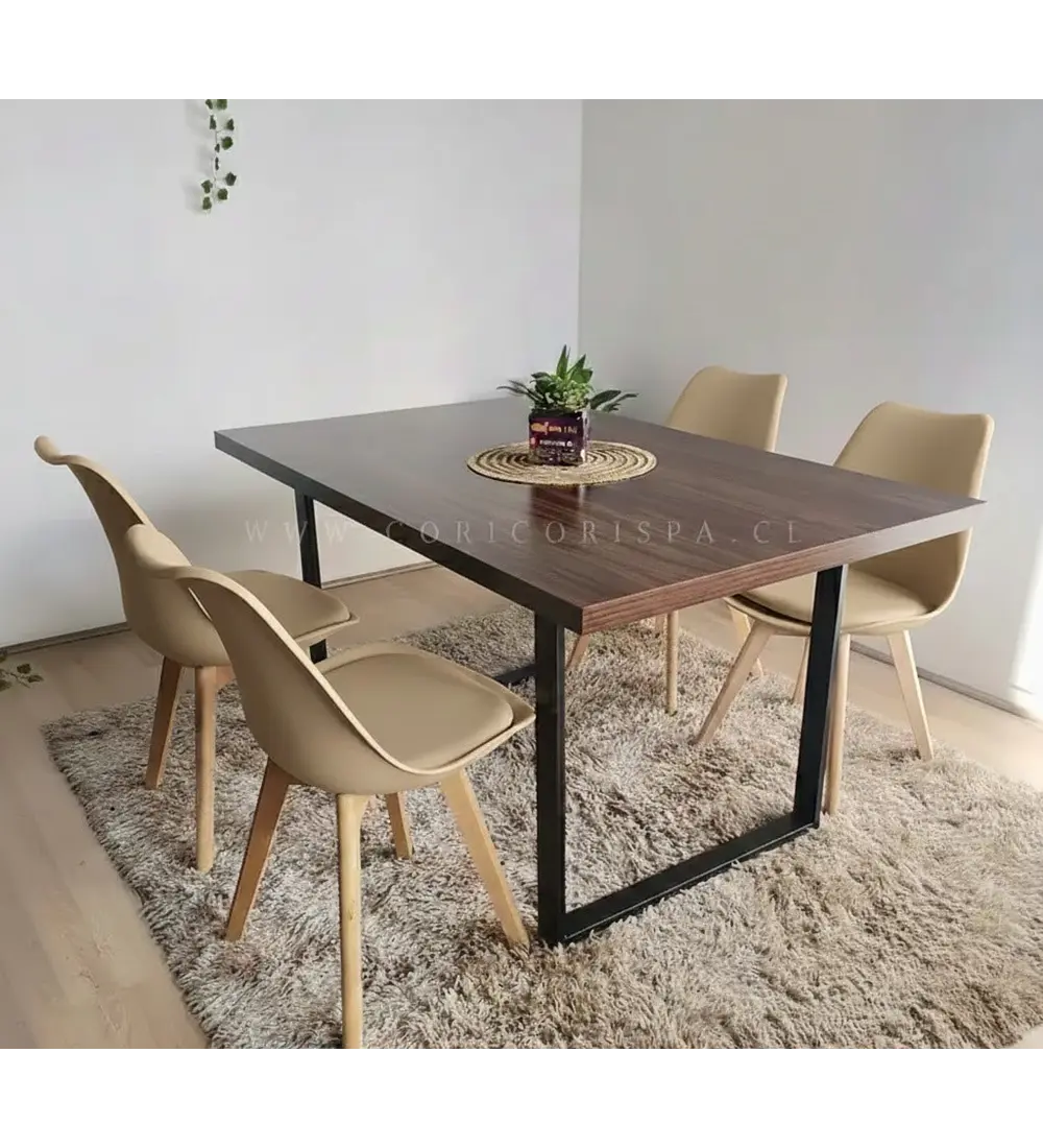 Comedor Industrial 160x90cms Oscura + 4 Sillas Tulip 