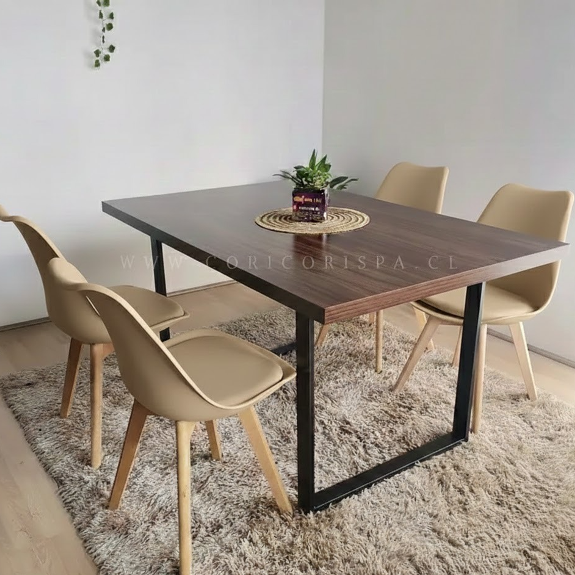 Comedor Industrial 160x90cms Oscura + 4 Sillas Tulip  15