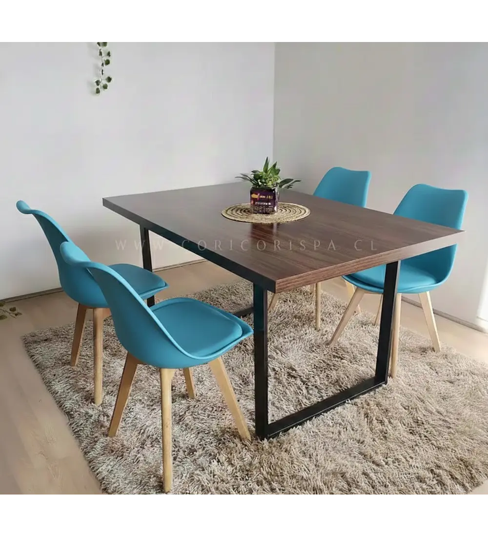 Comedor Industrial 160x90cms Oscura + 4 Sillas Tulip 