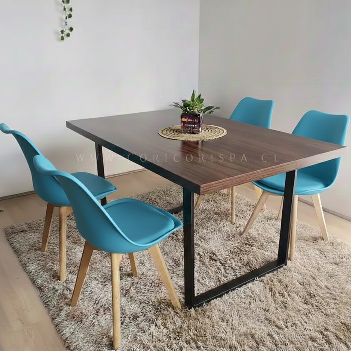 Comedor Industrial 160x90cms Oscura + 4 Sillas Tulip  16