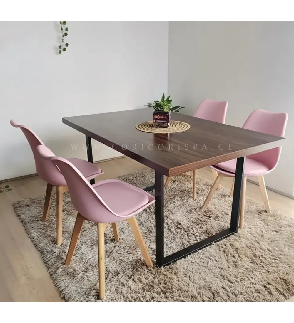 Comedor Industrial 160x90cms Oscura + 4 Sillas Tulip 