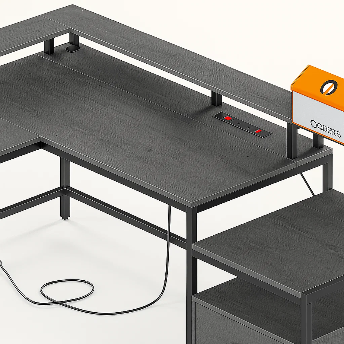 Escritorio Nova X en L Modular - Gris Negro 3