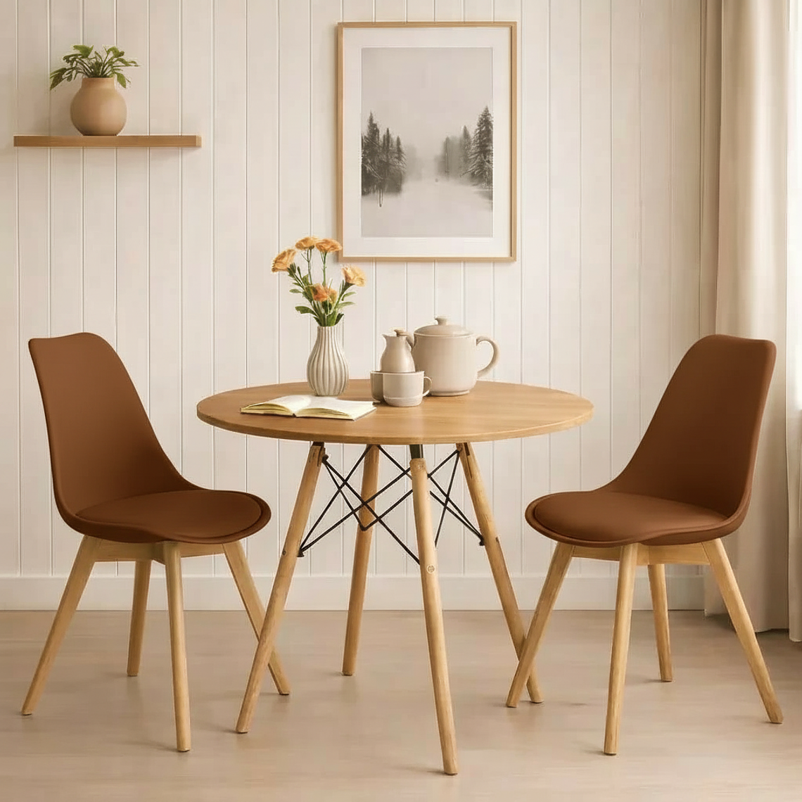 Comedor Mesa 80cm Wood + 2 Sillas Tulip 7