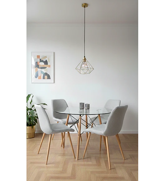 Comedor Mesa Eames 120cm + 4 Sillas Aura Wood